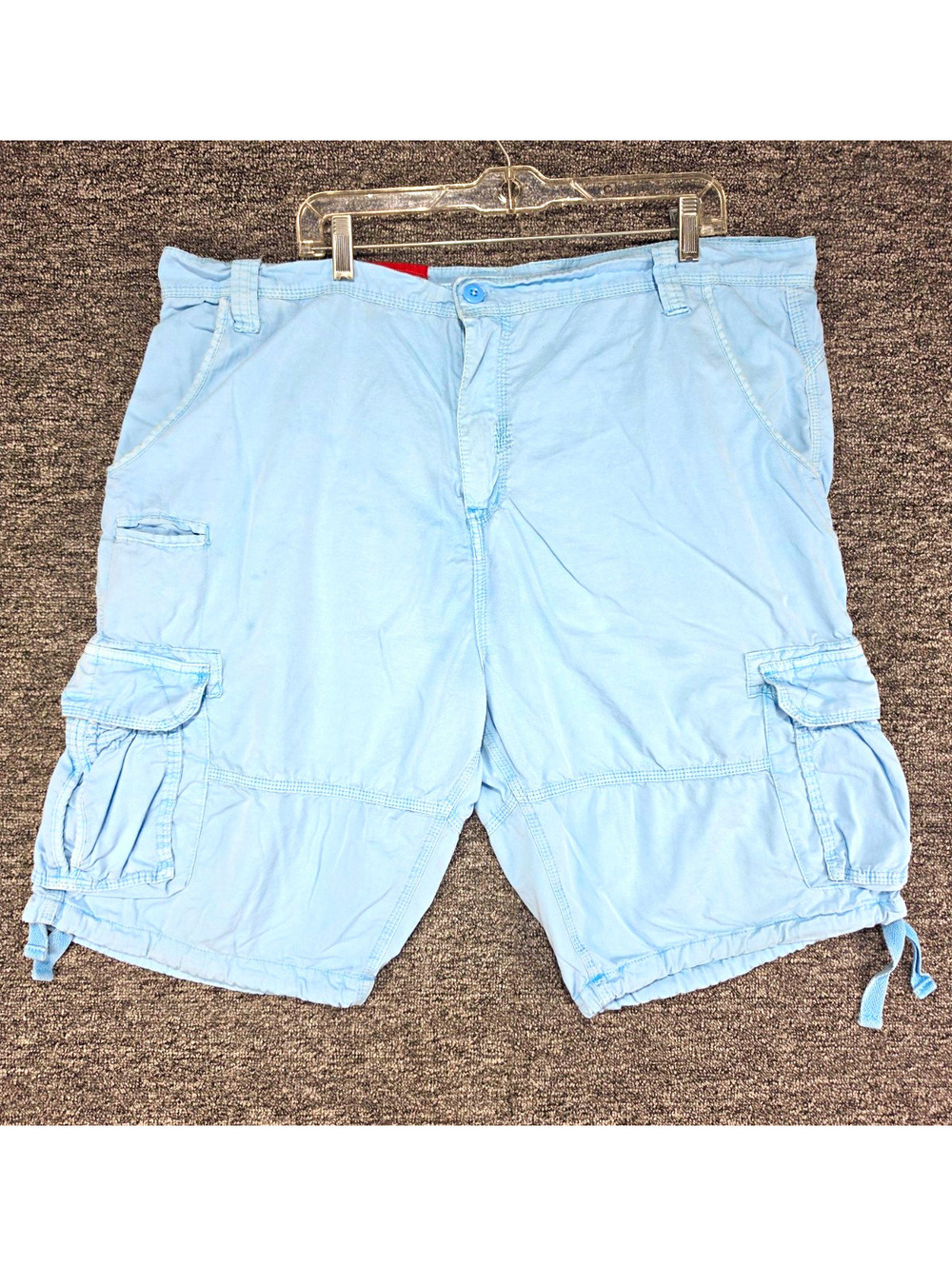 Jordan Craig Cargo Shorts Men Cotton Canvas Drawstring Pockets Blue 10" Inseam